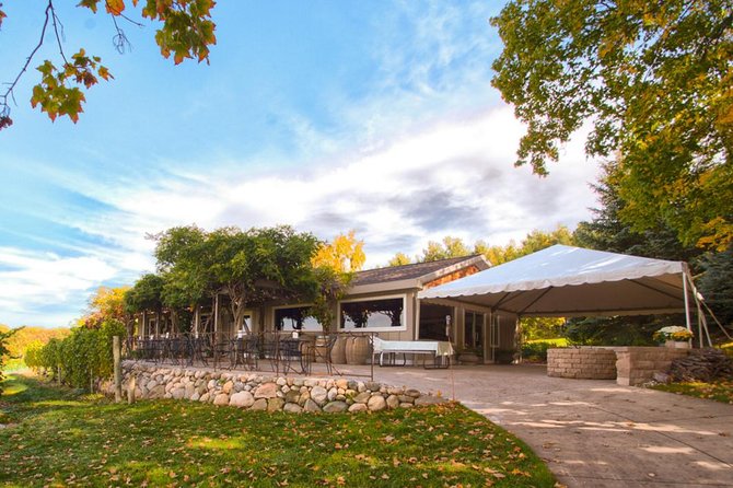 5-Hour Traverse City Wine Tour: 4 Wineries on Old Mission Peninsula - Brys Estate, vines and East Bay views