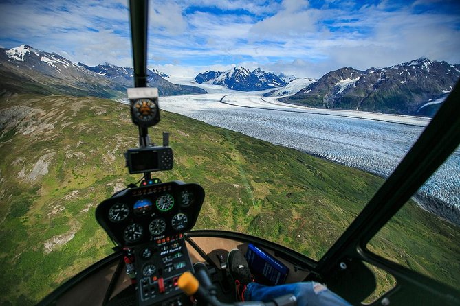 Alaska Helicopter and Glacier Dogsled Tour - ANCHORAGE AREA - Returning over blue melt pools and crevasses