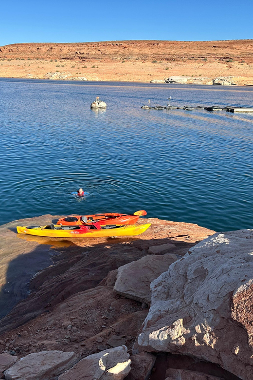 Antelope Canyon Lake Powell: Guided Kayaking & Hike Tour - Leaving the kayak for a slot-canyon walk