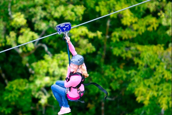Big Island Zipline Tour Near Akaka Falls (250-ft Waterfall!) - The final crossing above Kolekole Falls