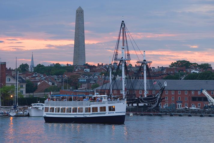 Boston: City Cruises Sunset Skyline Cruise with Commentary - The USS Constitution and the cannon salute