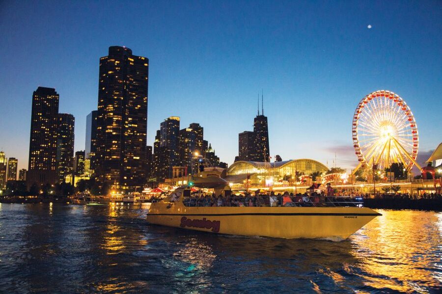City Cruises Chicago: Seadog Lakefront Speedboat Ride - Leaving Navy Pier with Chicago in view