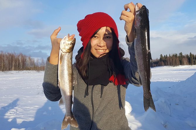 Fairbanks Ice Fishing Expedition in a Heated Cabin with Fish Cookout - Reaching the frozen lake from North Pole