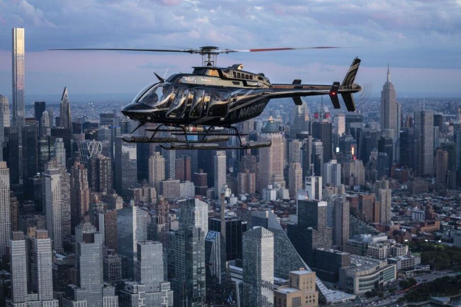 From New Jersey: New York City Skyline Tour - The first view: Newark Airport and the Verrazano Bridge