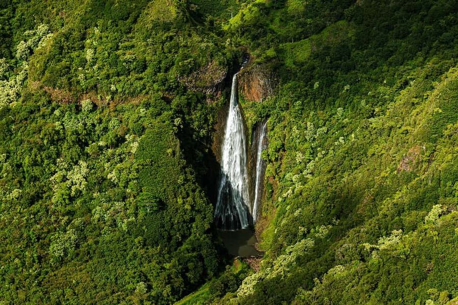 Kauai: Hughes 500 4-Passenger Doors-Off Helicopter Flight - Jurassic Falls from the air