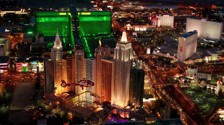 Las Vegas: Night Helicopter Flight over Las Vegas Strip - From Koval Lane to the Strip