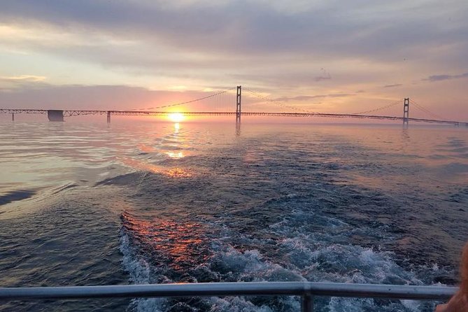 Mackinaw City Sunset Cruise - Beneath the Mackinac Bridge at sunset
