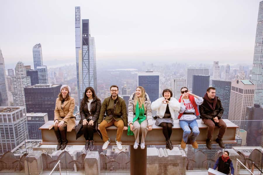 New York City: Top of the Rock Observation Deck Ticket - Entering Rockefeller Center beneath the Swarovski chandelier