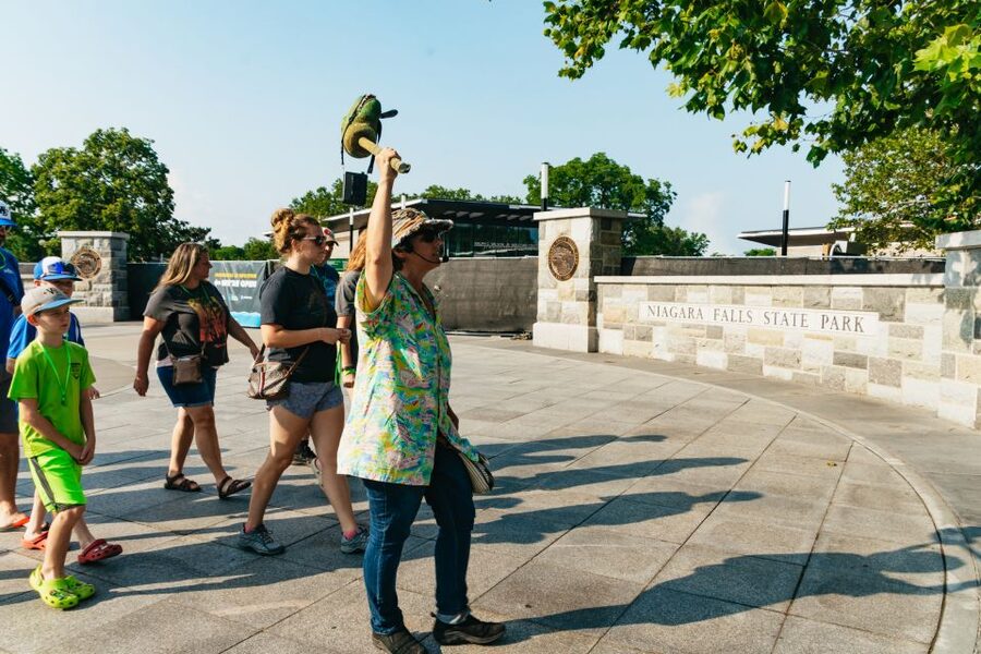 Niagara Falls: Cave of the Winds, Boat Ride, & Trolley Tour - The walking route and the three waterfalls