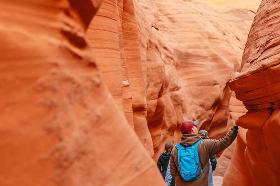 Page/Lake Powell: Guided Kayak & Water Antelope Canyon Tour - Paddling Lake Powell toward Water Antelope Canyon