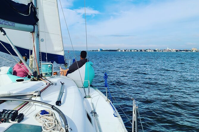 Private Luxury Yacht Charters, BYOB & Dolphins - Under the Ravenel Bridge at sunset