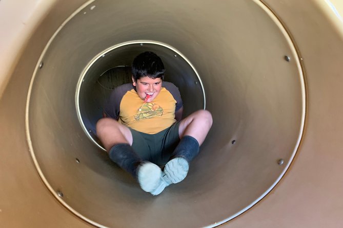 Real Gold Mine Tour with, gold panning and more - Sliding the 55-foot ore chute