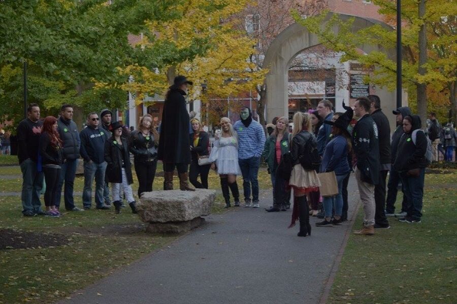 Salem Night Tour: Haunt and History Guided Night Tour - Old Town Hall and Essex Street show Salem’s public face