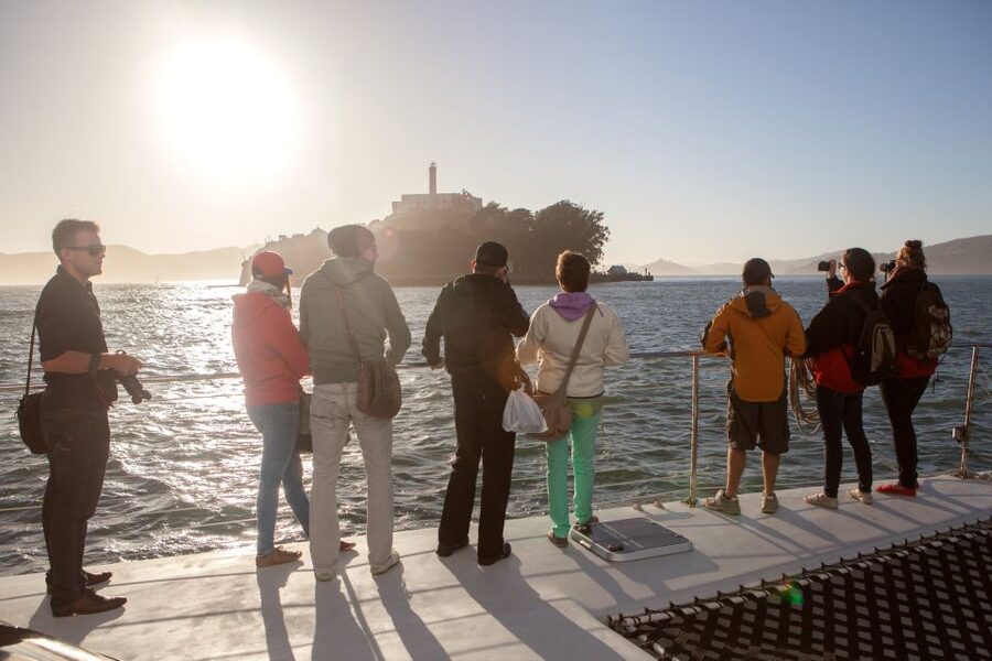 San Francisco Bay Sunset Cruise by Luxury Catamaran - Sailing toward Sausalito and the Golden Gate Bridge