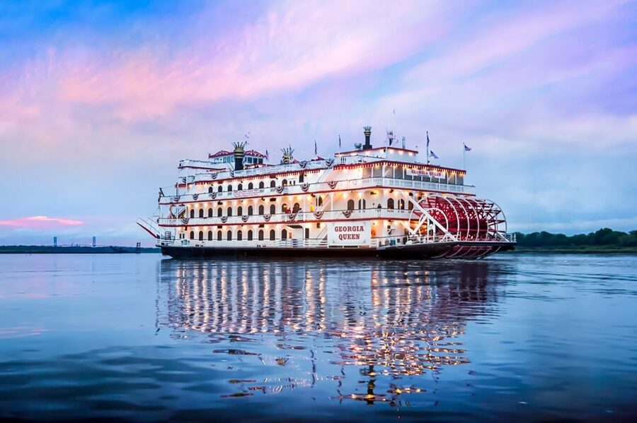 Savannah: Riverboat Sunset Cruise - Watching sunset from the top deck