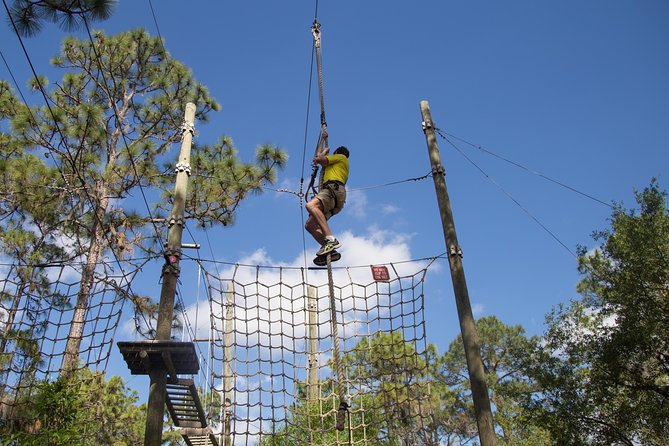 TreeUmph Adventure Course - From Bradenton parking lot to pine-tree platforms