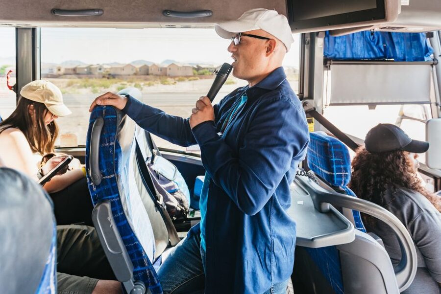 Vegas: Grand Canyon, Hoover Dam, Skywalk Option, & Two Meals - The ride home and the comedy guide style